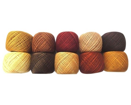 LOT 10 SHADES of BROWN 6 Ply Strand Cotton Thread Yarn Cross Stitch Embroidery